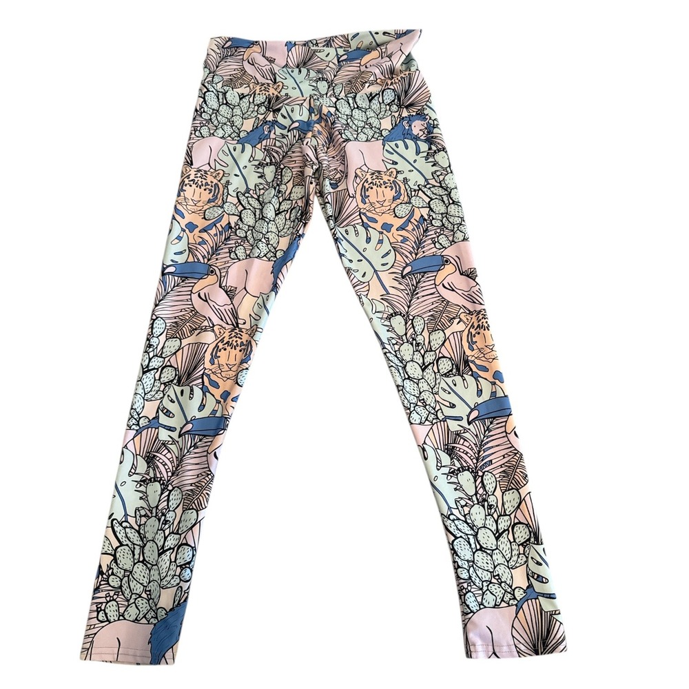 Fashioning Art Jungle Animal Print Leggings‎ Women's Size L High Rise